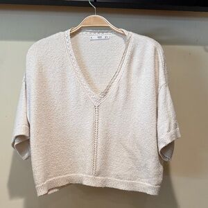 Cream V-Neck Crop Top